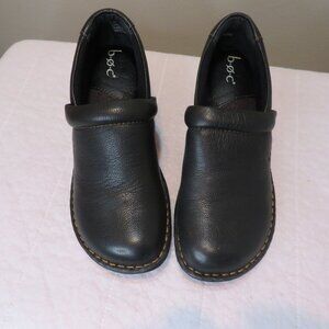 Women's Black Leather Slip On Comfort Clog